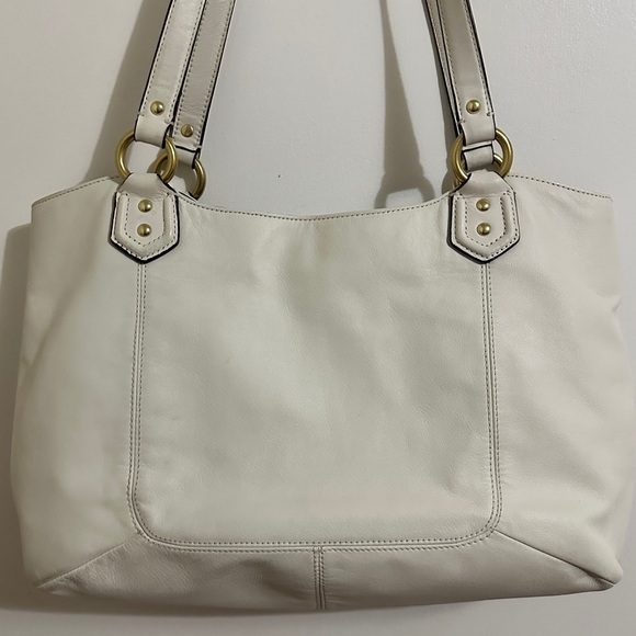 Coach Campbell Off White Leather Shoulder Tote Bag - Picture 7 of 12